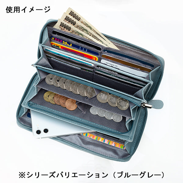 スマホが入る本牛革多機能財布(ピンク)