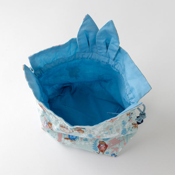 うさ耳ランチ巾着 クラシックガーデン/ブルー