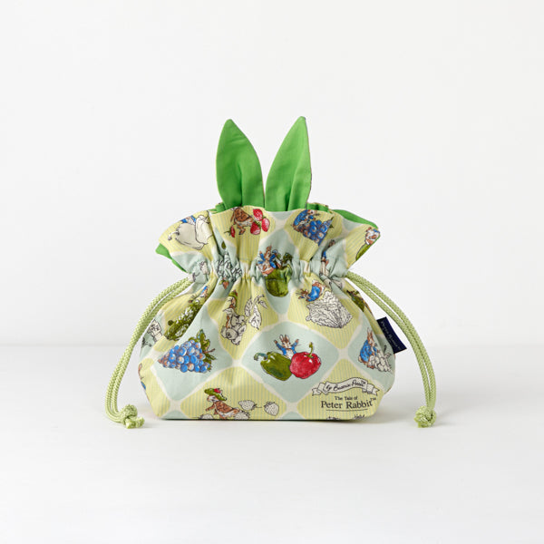 うさ耳ランチ巾着 フルーツ&ベジ/タイル グリーン