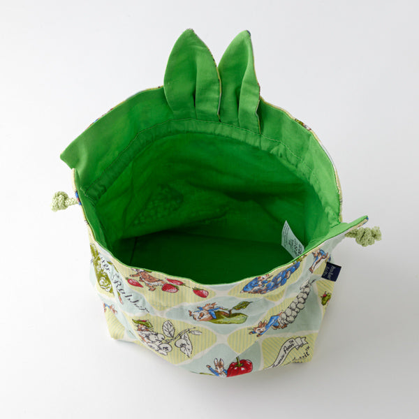 うさ耳ランチ巾着 フルーツ&ベジ/タイル グリーン