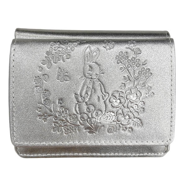 本革コンパクト財布(シルバー)