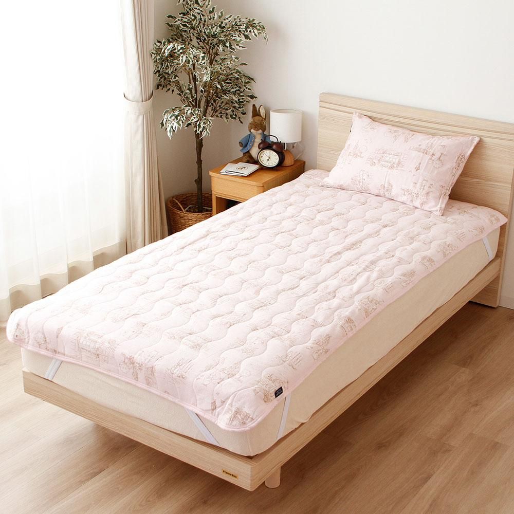 綿フラノ 敷パッドS(ロンドン/ ピンク)