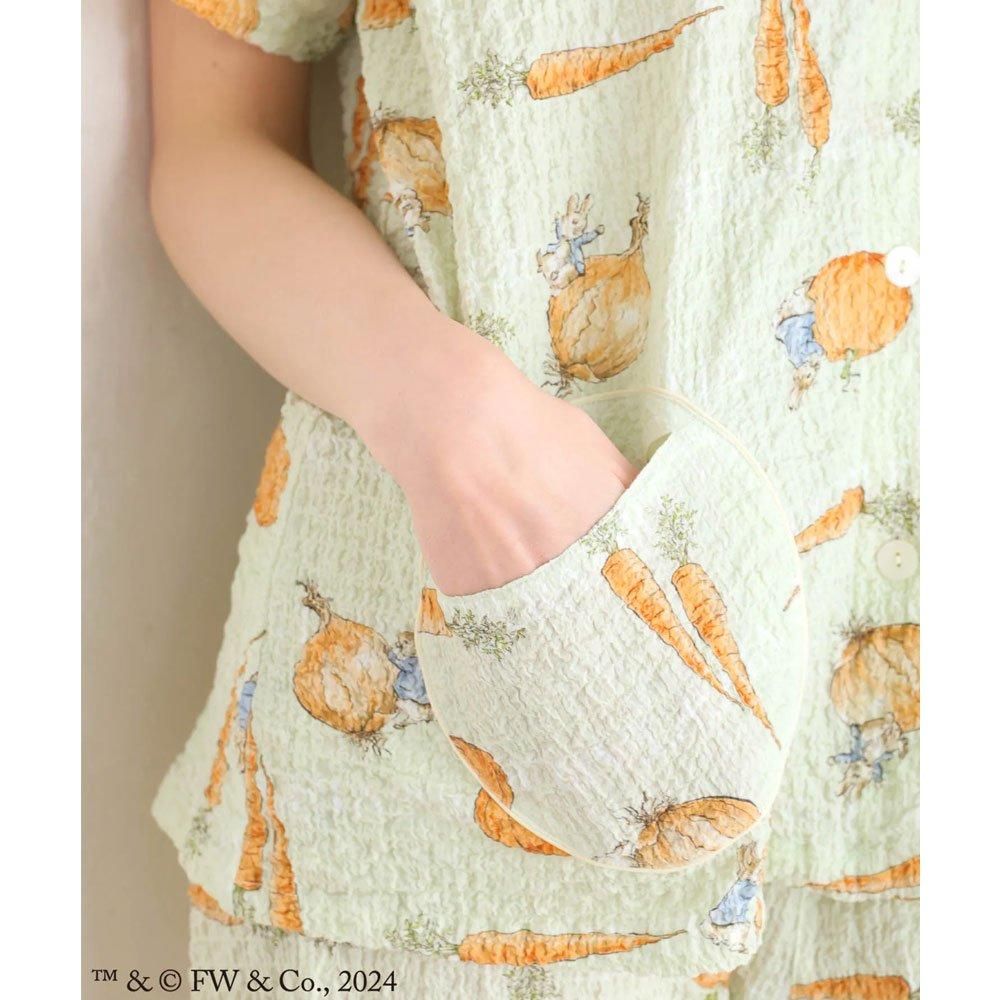 シャーリングボイル ベジタブル前開きパジャマ (グリーン)