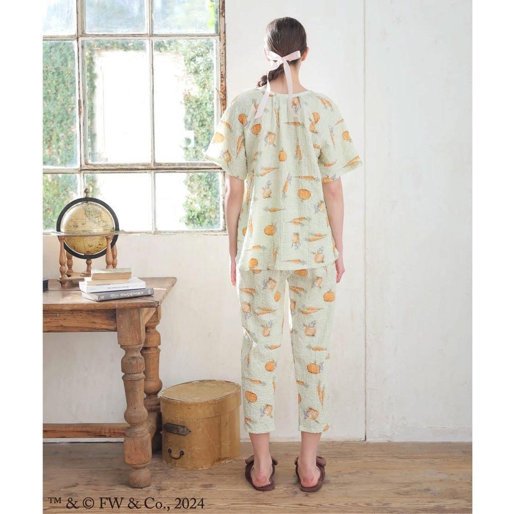 シャーリングボイル ベジタブル前開きパジャマ (グリーン)