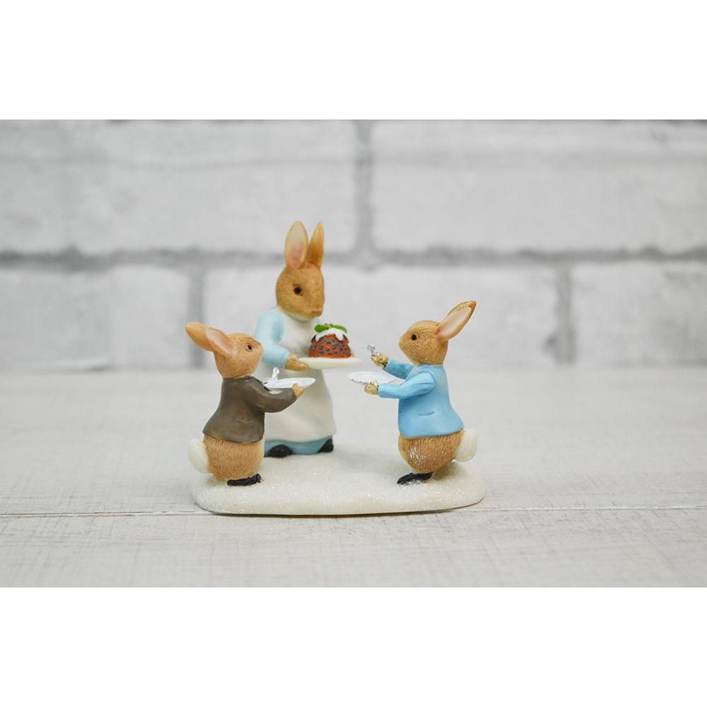 Mrs. Rabbit with a Christmas Pudding Figurine