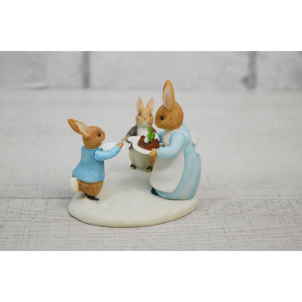 Mrs. Rabbit with a Christmas Pudding Figurine