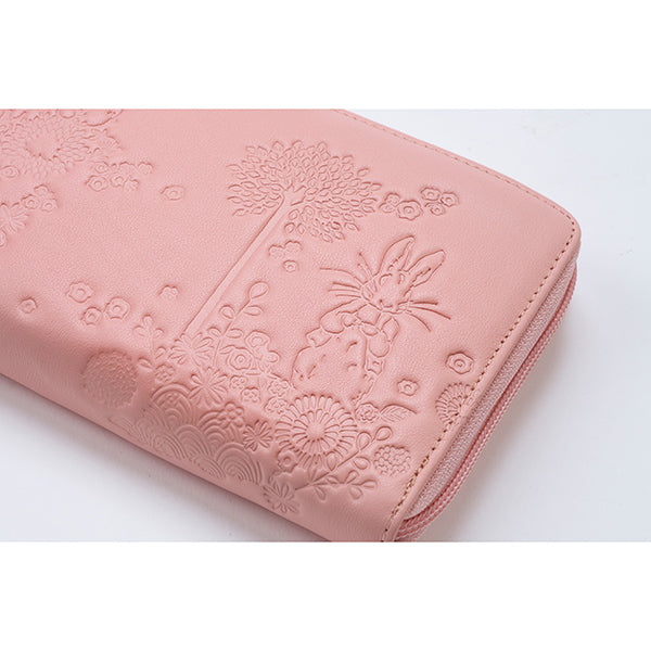 スマホが入る本牛革多機能財布（ピンク）