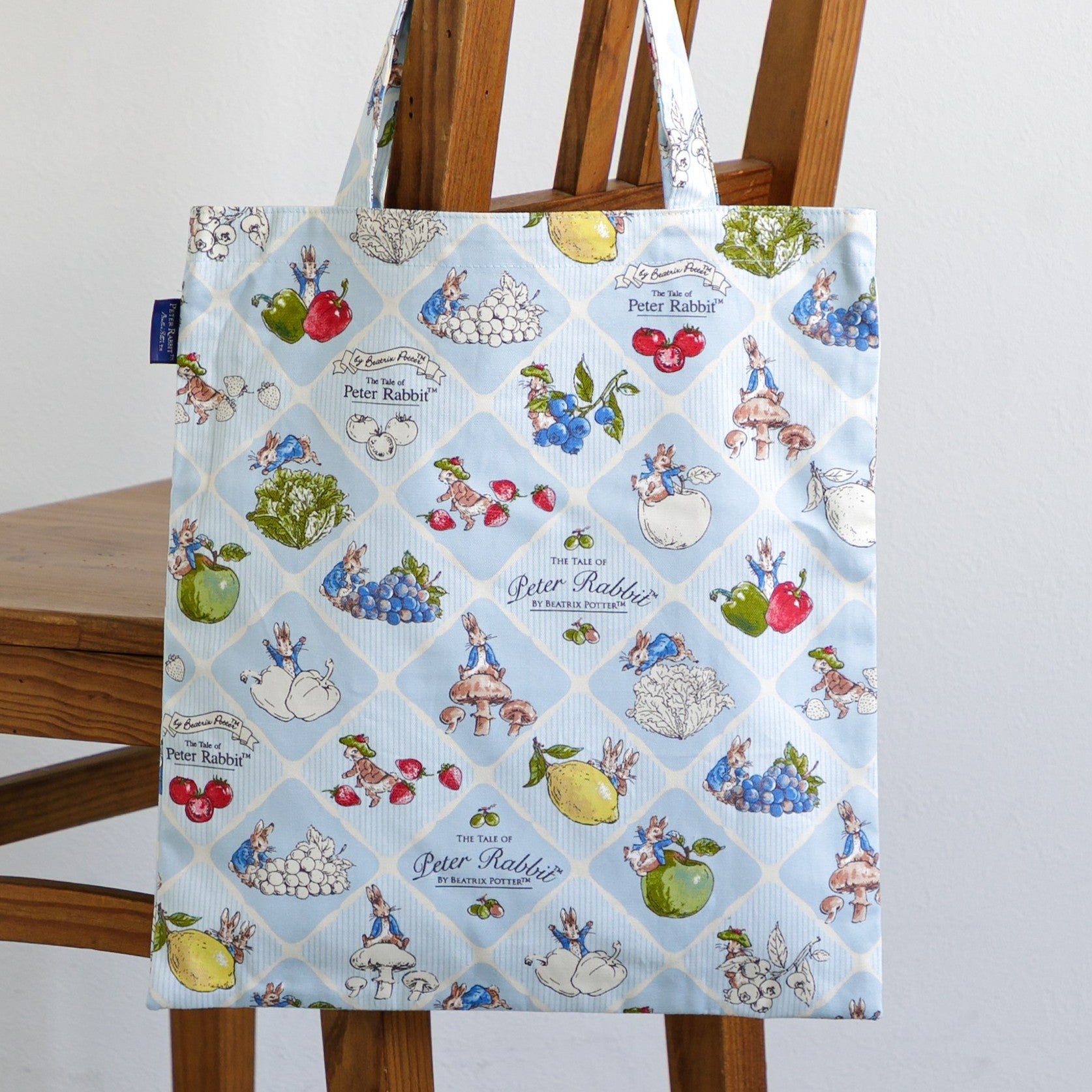 トートバッグ フルーツ&ベジ/タイル ブルー