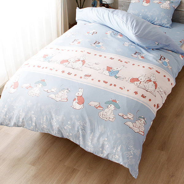 掛ふとんカバー シングルロング（リトルブック/ サックス）