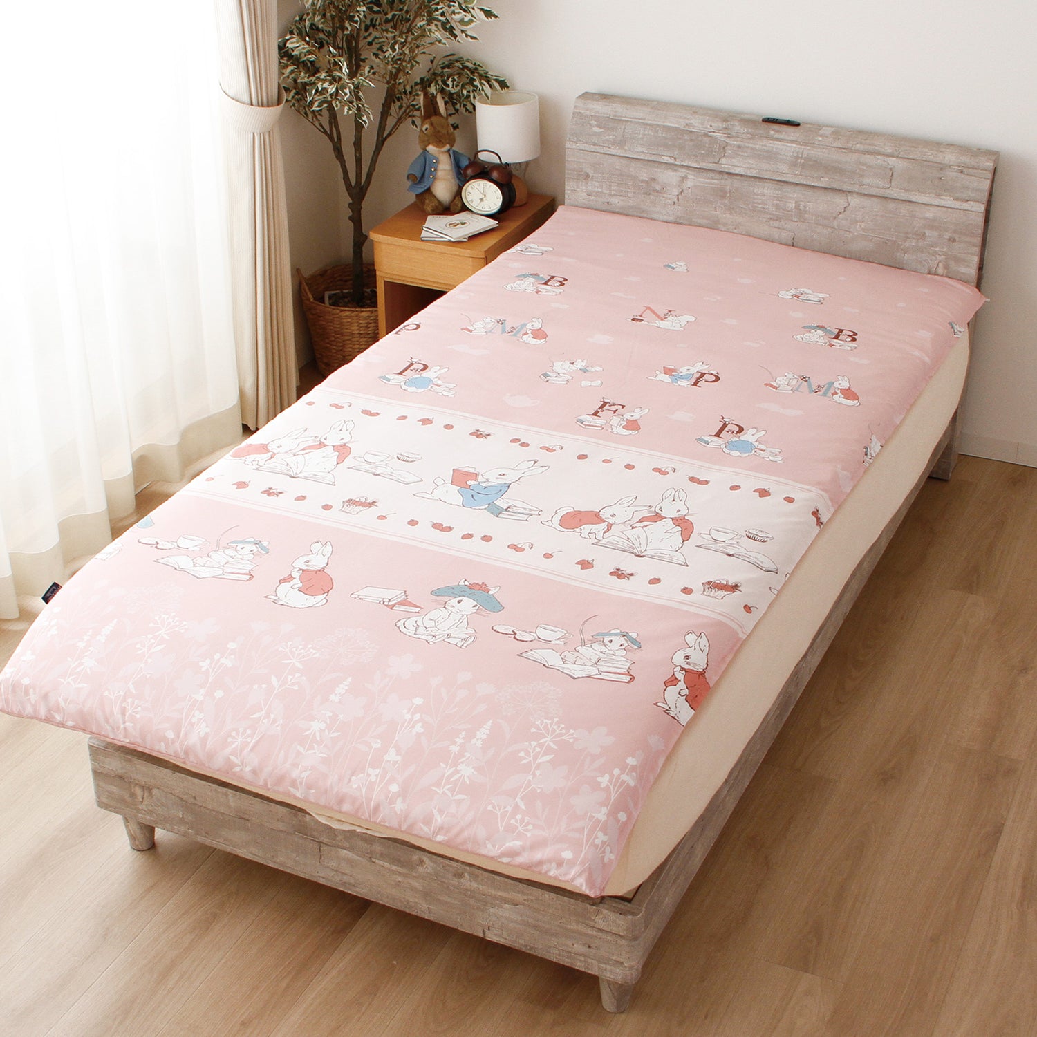 敷ふとんカバー シングルロング（リトルブック/ ピンク）