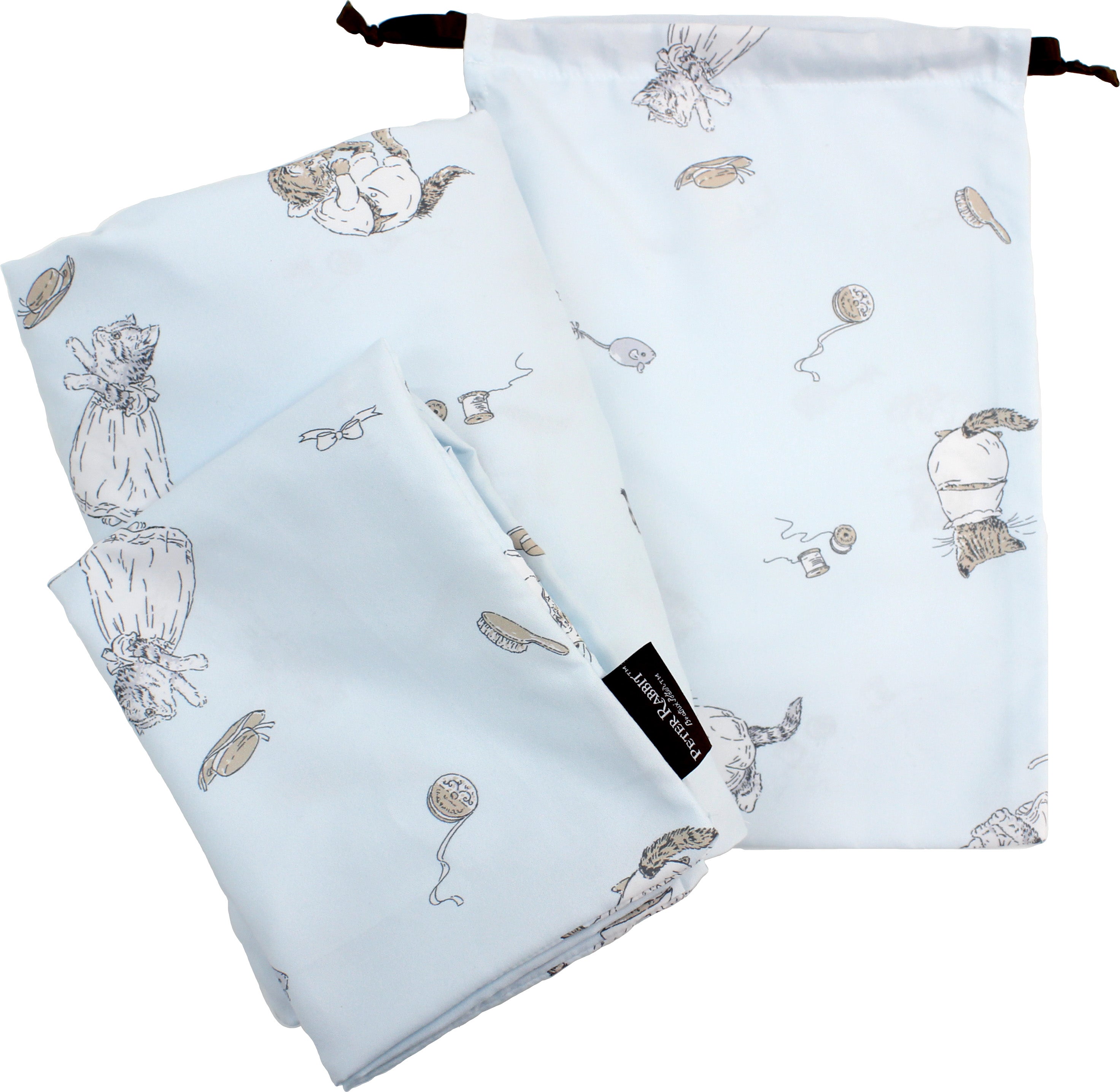 【WEB別注】巾着付き 2点セット洗いざらし(ミャオマーチ/サックス）