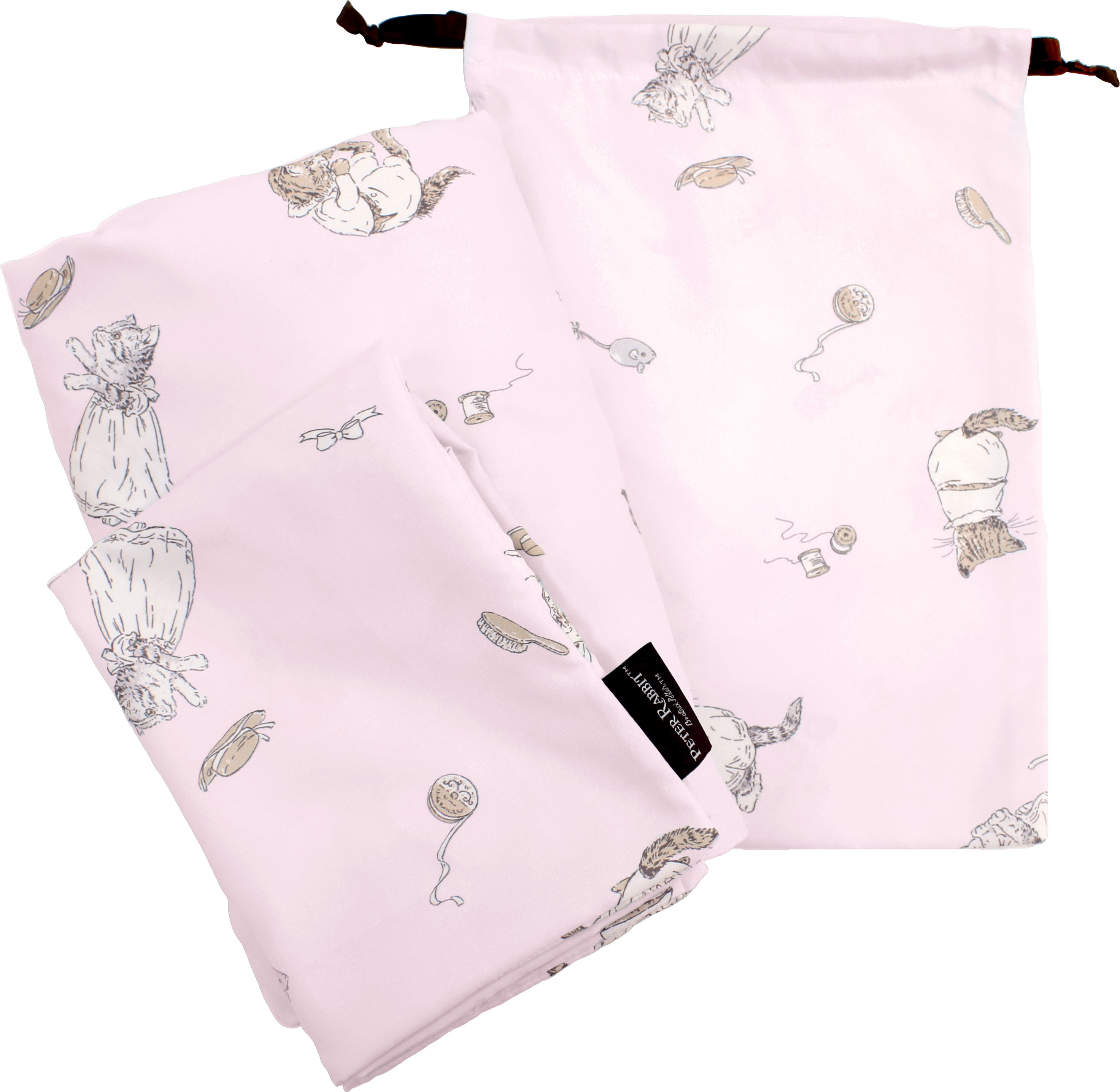 【WEB別注】巾着付き 2点セット洗いざらし(ミャオマーチ/パープル）