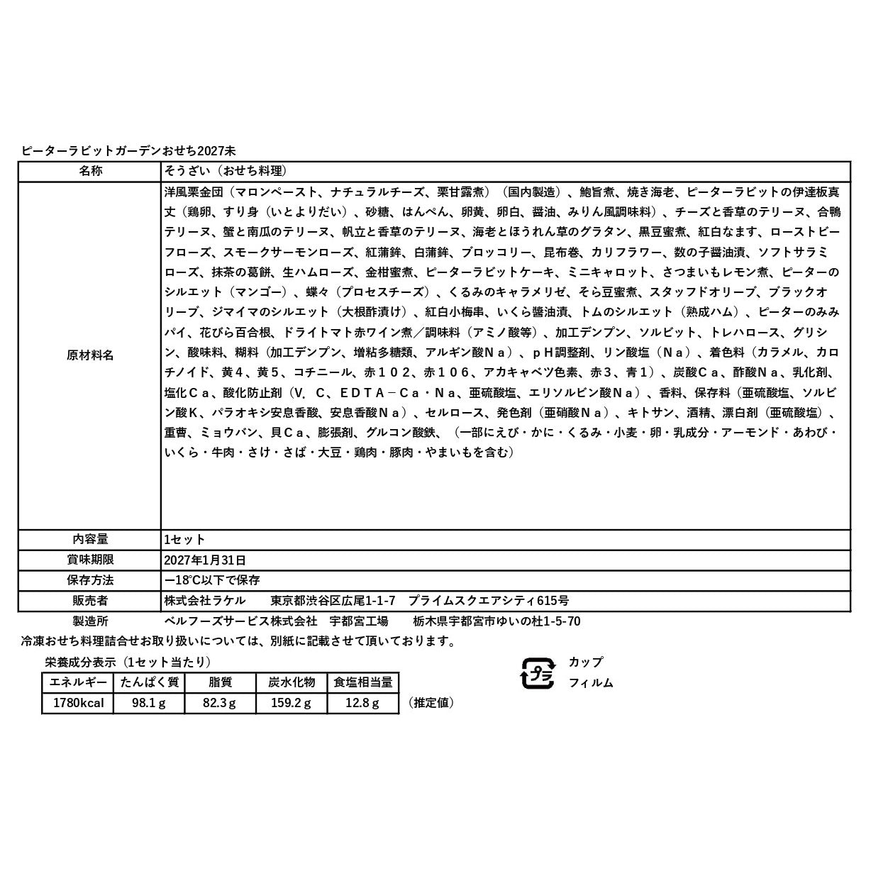 ピーターラビット™のガーデンおせち2027（クレジットカード決済のみ）