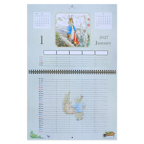 ファミリーカレンダー　ピーターラビット（2027年1月始まり）