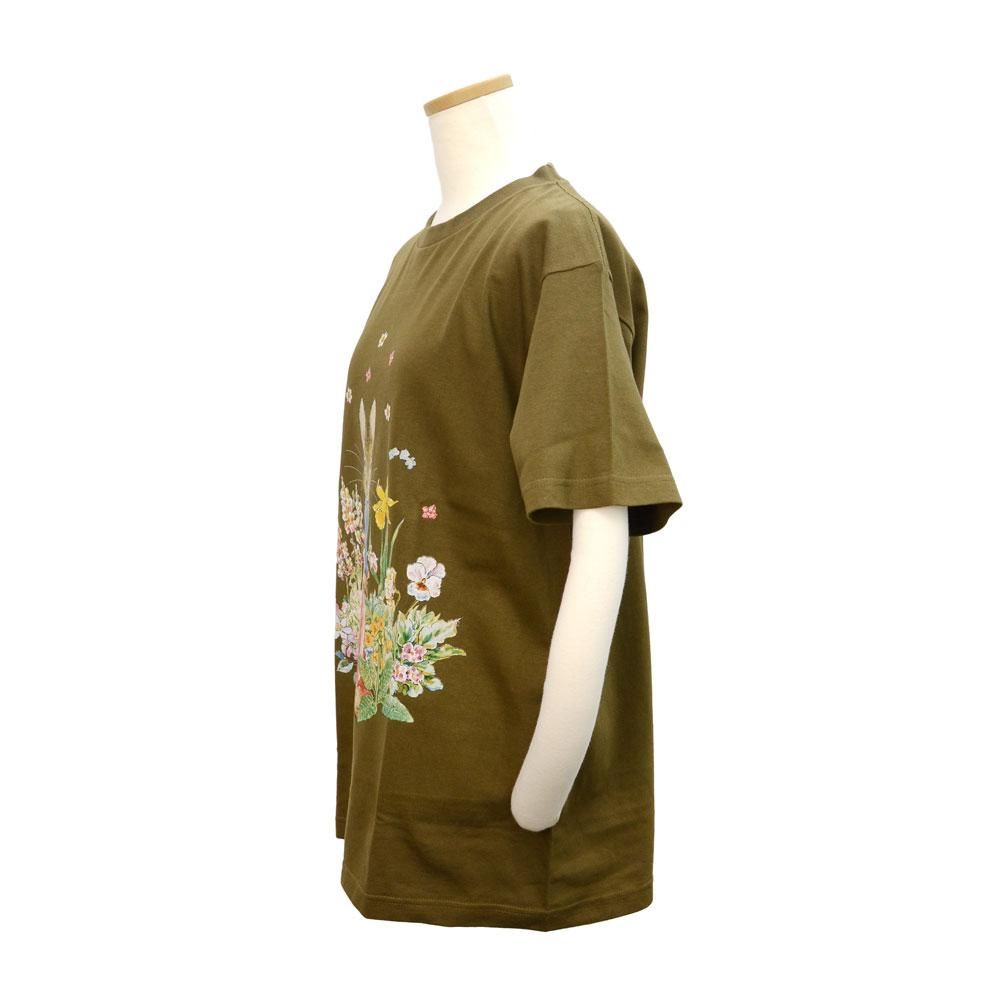 大人用Tシャツ Mサイズ （ハッピーガーデン/オリーブ)