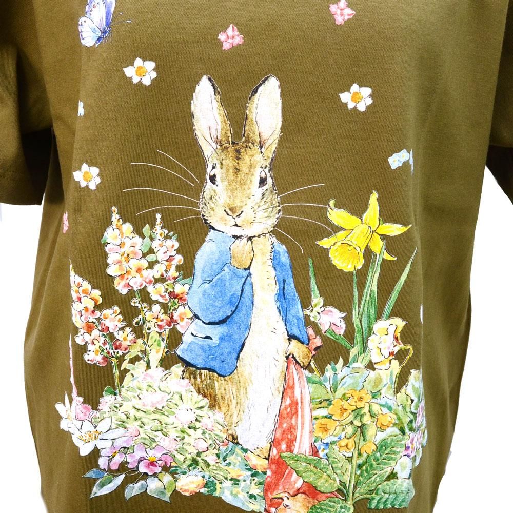 大人用Tシャツ Mサイズ （ハッピーガーデン/オリーブ)
